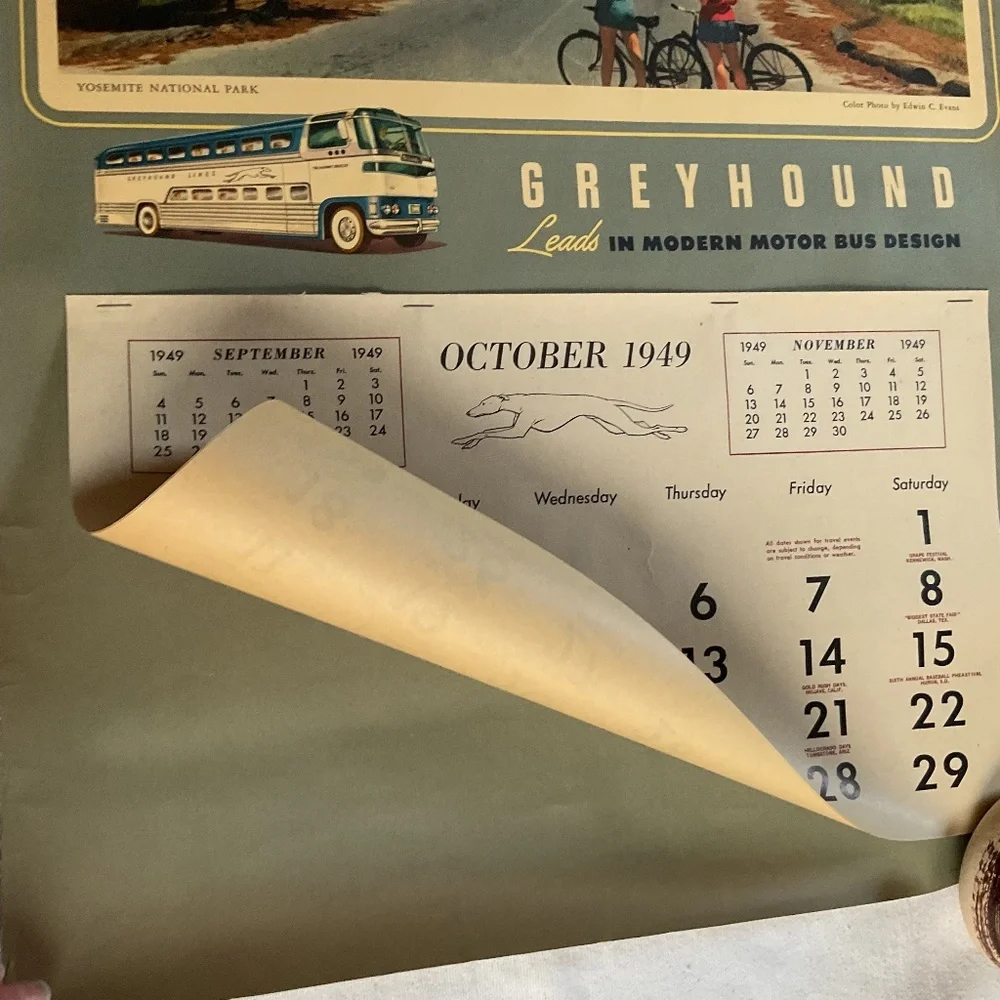 Huge Vintage 1948 Greyhound Calendar